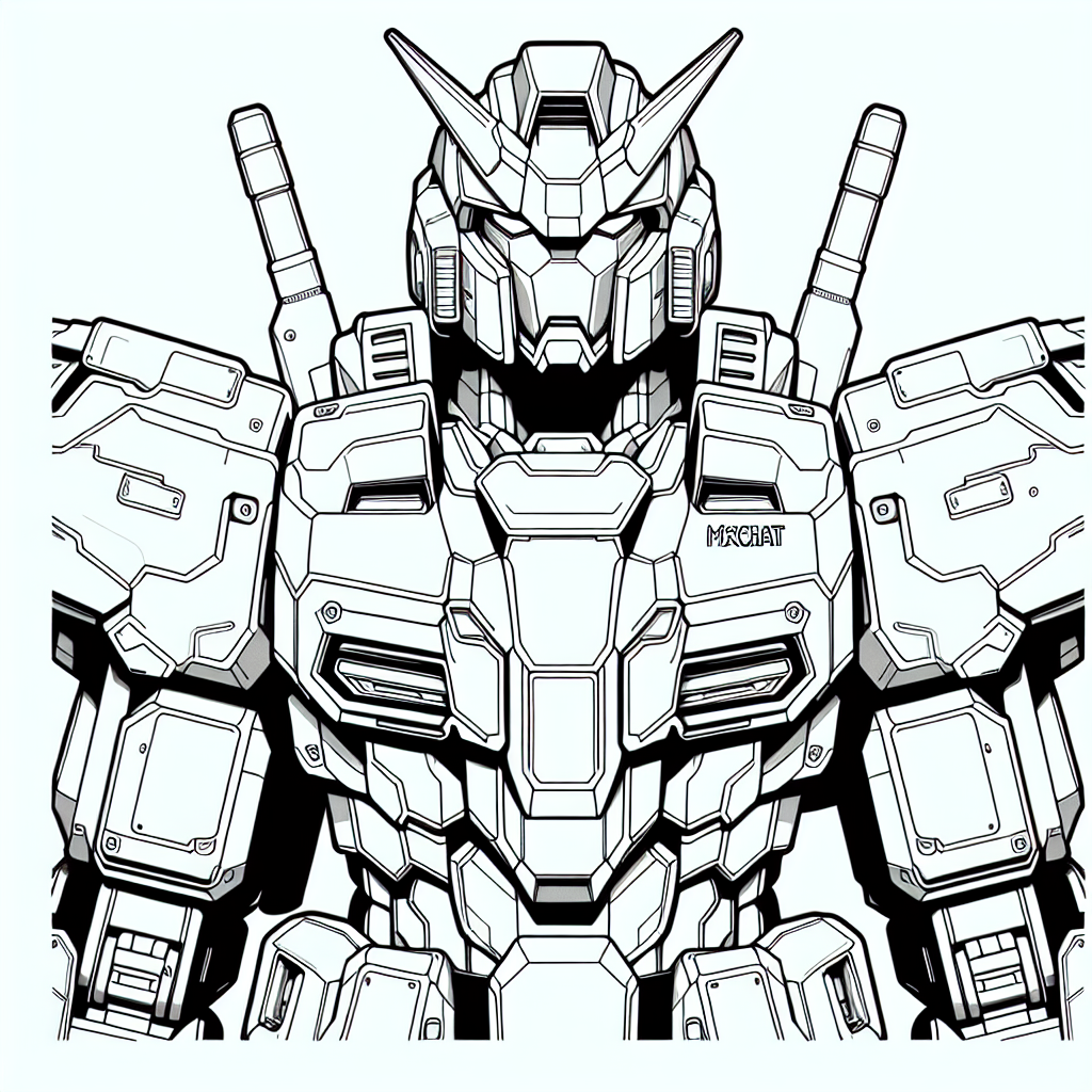 /Imagine a very clean simplistic anime-style Mecha robot standing tall with sleek armor. In a very clear large text across the chest it says \\\"MxChat\\\" very legible.